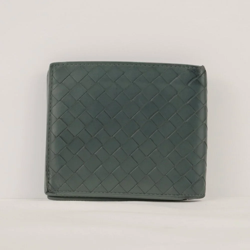Bottega Veneta Intrecciato Nappa Leather Weave Bifold Wallet, Dark Turquoise